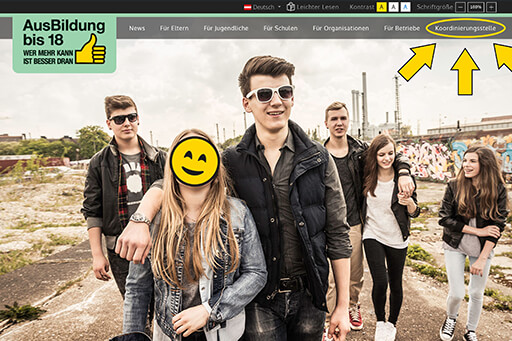 Dein direkter Draht zu deiner Koordinierungsstelle auf der AusBildung bis 18-Website